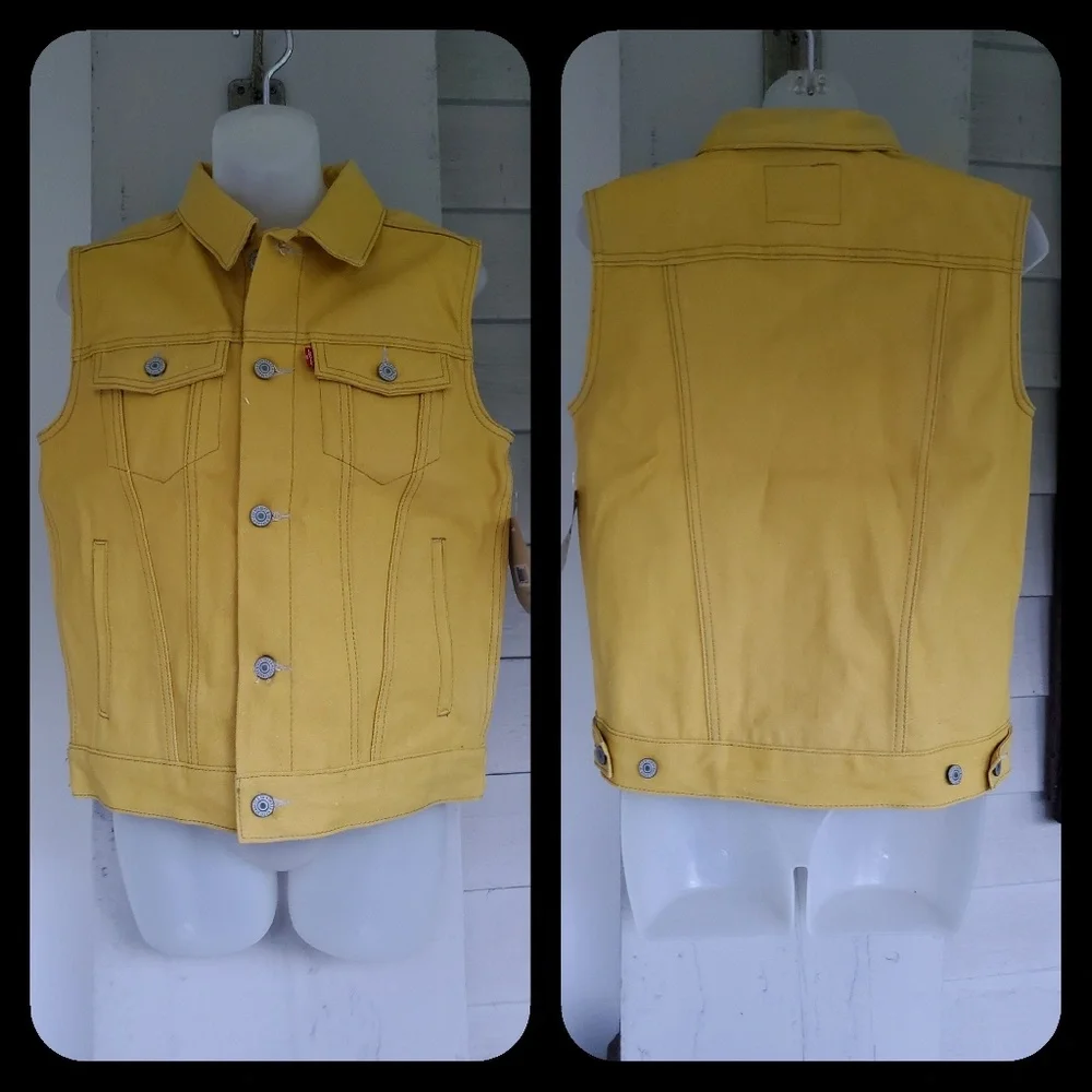 Levis rigid denim brite yellow trucker vest Old Skool Styley Kids Sz
